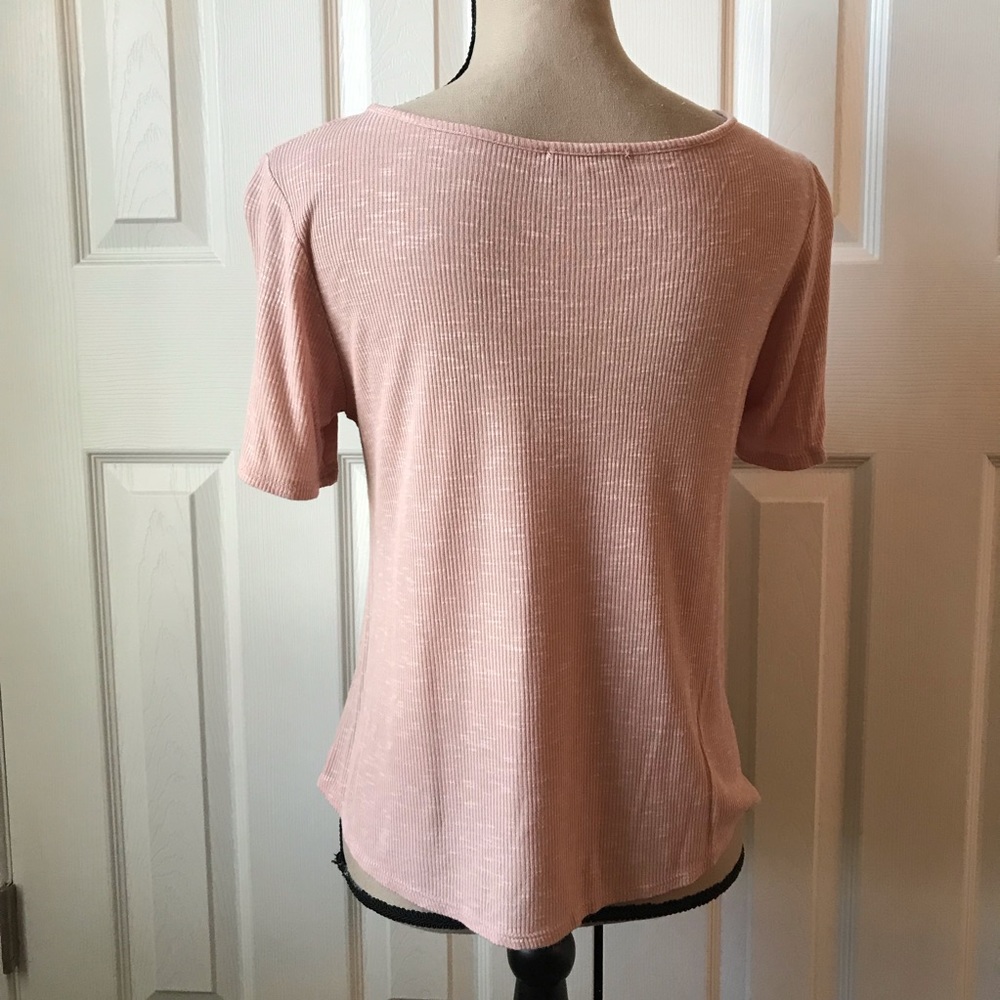 Flashmob Ribbed Dusty Pink Flirty Top M - Picture 3 of 8